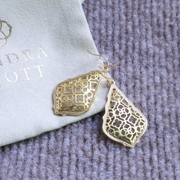 Kendra Scott Addie Filigree Mix Drop Earrings in Gold - Picture 2 of 2